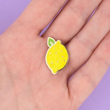 Pin's "Citron" à paillettes jaune flashy par Coucou Suzette