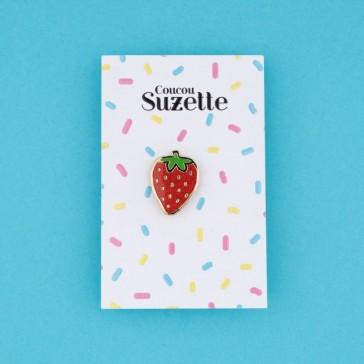 Joli pin's en forme de fraise délicieuse par Coucou Suzette