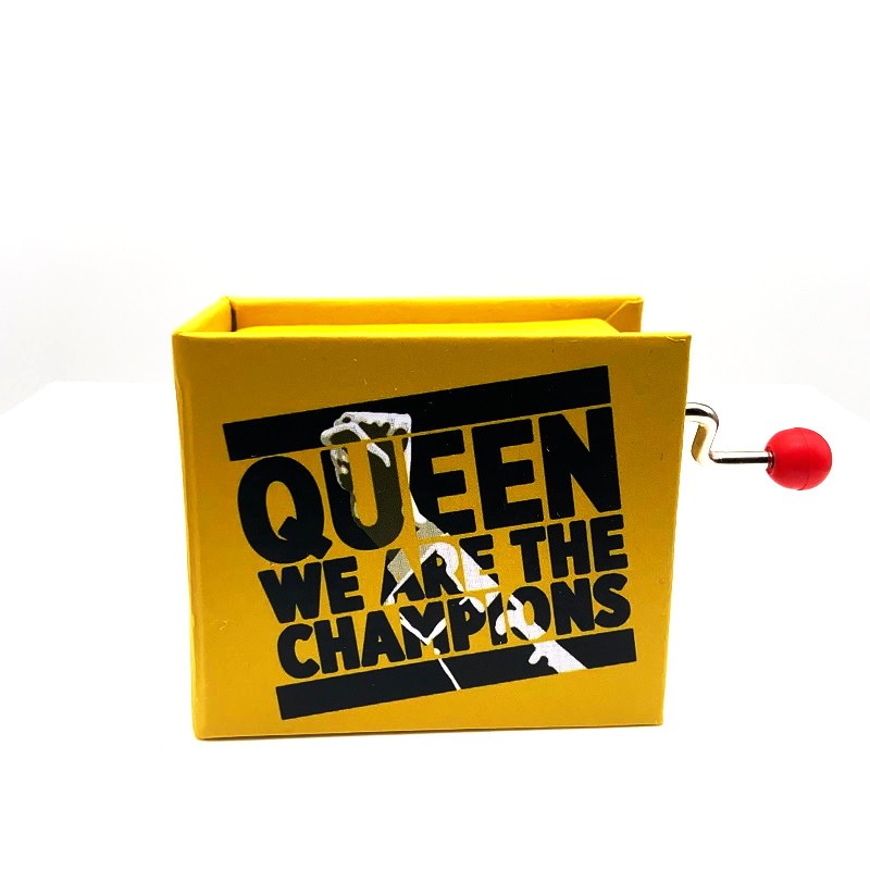 Boîte à musique à manivelle jouant le célèbre morceau de Queen We are the  champions, de la marque espagnole Protocol