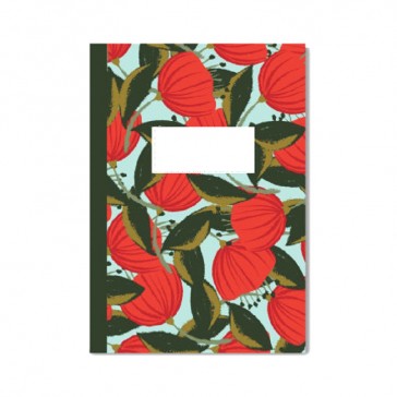 Cahier A5 ligné "Fleurs rouges" par Pascale Editions