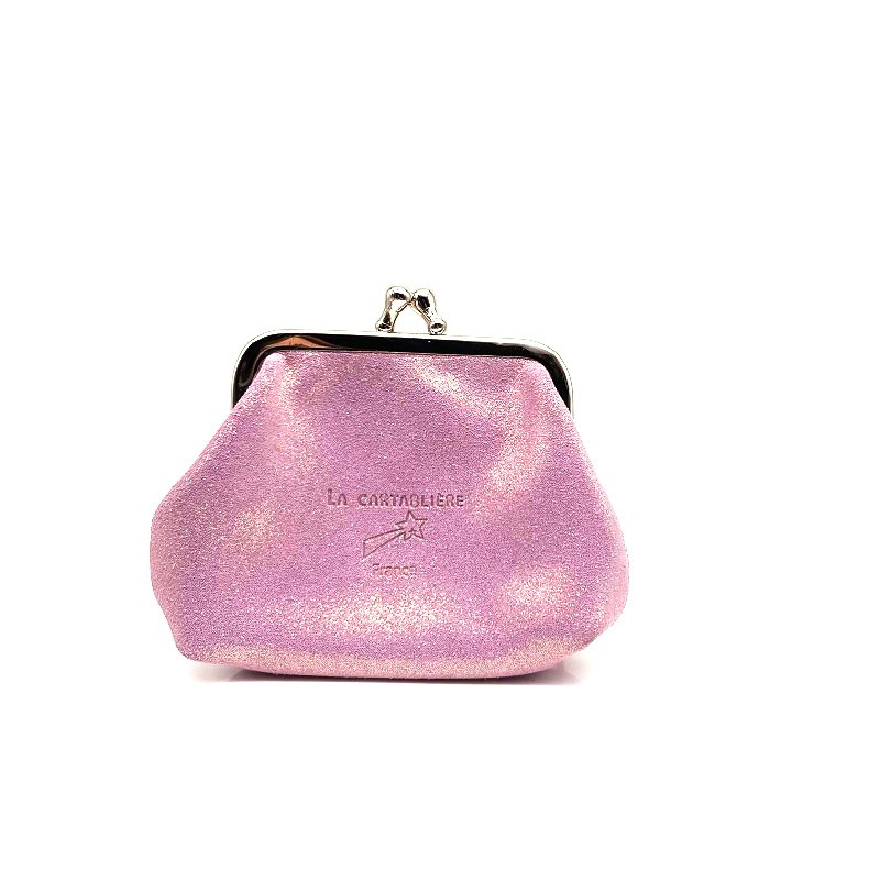 Porte-monnaie en cuir modèle Reine couleur lilas par La Cartablière