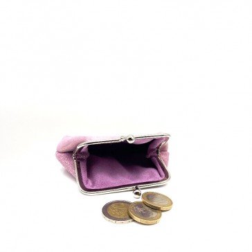 Détail du porte-monnaie Reine de couleur lilas par La Cartablière