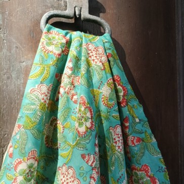 Tissu indien en voile de coton bleu-vert vendu à la coupe par Maison Pouic