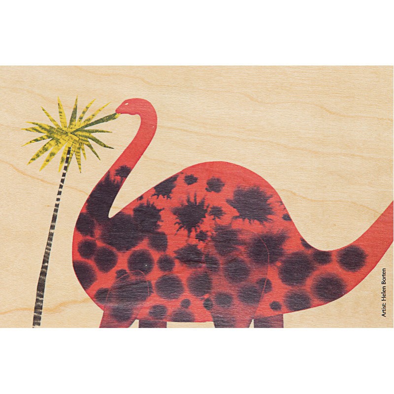Carte postale souple en bois d'érable représentant un dinosaure par Woodhi