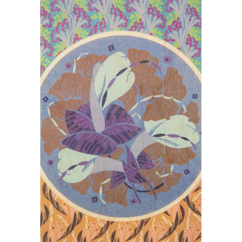 Carte postale en bois d'érable aux motifs art déco "bnf motifs cercle" par Woodhi