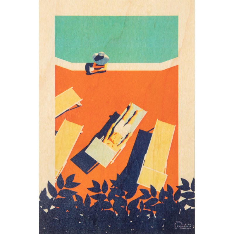 Carte postale en bois d'érable "Riviera piscine" par Woodhi