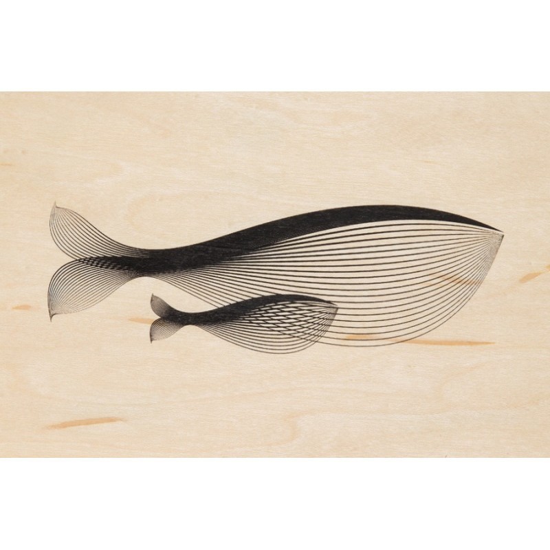 Carte postale souple en bois d'érable modèle Baleine par Woodhi