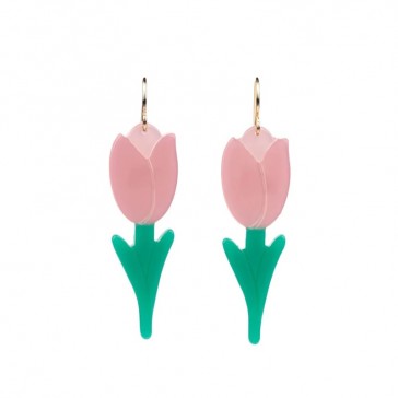 Paire de boucles d'oreilles en forme de tulipes roses par Coucou Suzette