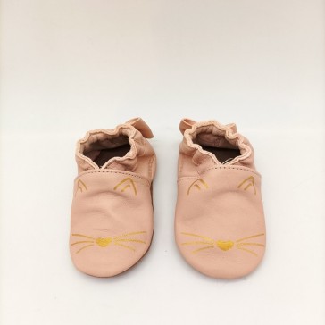 Chaussons en cuir pour bébé "Chat rose" par Robeez