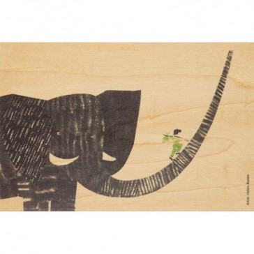Carte postale en bois d'érable modèle Boy on Elephant par Woodhi