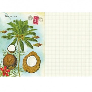 Cahier illustré avec des animaux, fruits et fleurs des îles par Gwenaëlle Trolez