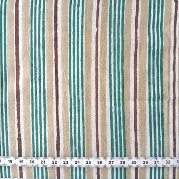 Indienne rayée camel et vert vendue à la coupe par Maison Pouic