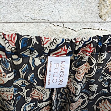 Short "Salomé" en indienne noire et bleue par Maison Pouic