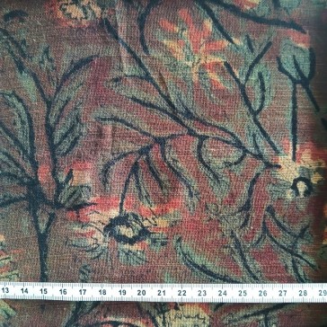 Coton khadi à fleurs beiges sur fond marron vendu à la coupe par Maison Pouic
