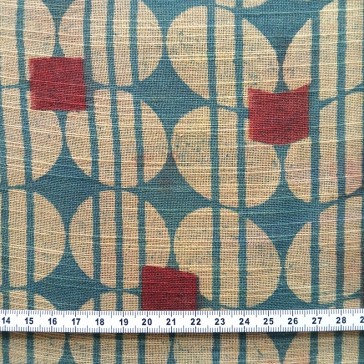 Coton khadi à motifs géométriques verts, jaunes et marron vendu à la coupe par Maison Pouic