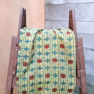 Coton khadi à motifs géométriques jaunes, marron et verts