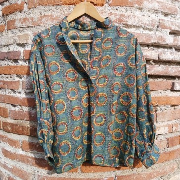 Tunique Marion en coton indien vert d'après le patron de chez Maeli.