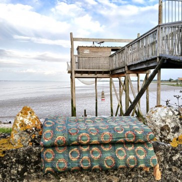 Plaid en indienne et gaze de coton confectionné avec le kit de couture PL-20 de Maison Pouic