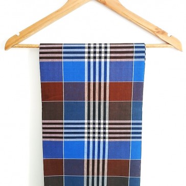 Sorong indien à carreaux marron et bleu par Maison Pouic