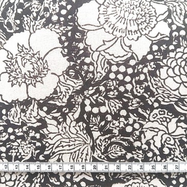 Coton indien fleurs blanches fond noir.