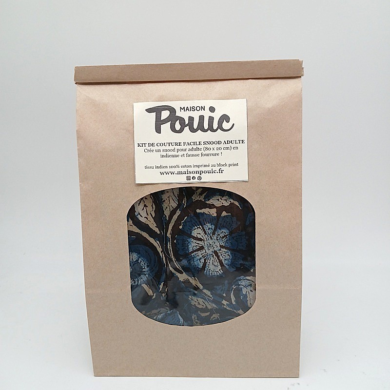 Kit de couture pour snood en indienne et fausse fourrure par Maison Pouic.