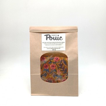 Kit de couture pour réaliser 6 serviettes en coton indien et nid d'abeille écru par Maison Pouic.