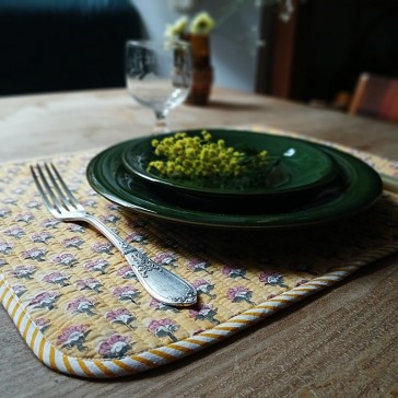 Set de table en coton indien imprimé au block print par Maison Pouic.