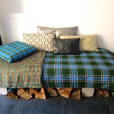 Plaid en coton à carreaux réalisé avec un dothi indien et de la double gaze assortie au verso