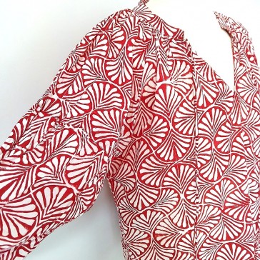 Top taille unique à manches longues en coton rouge et blanc