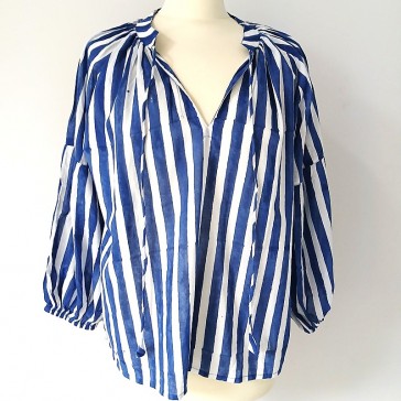 Blouse rayée bleue en coton indien par Maison Pouic