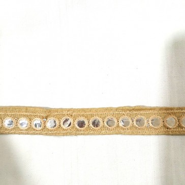 Ruban indien beige à petits ronds façon miroir