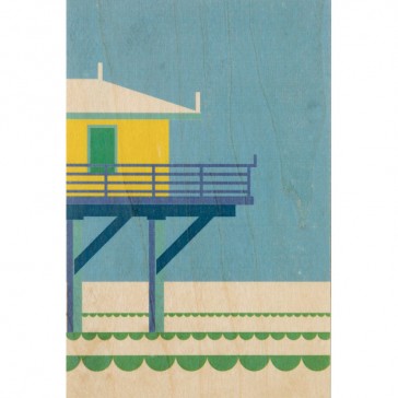 Carte postale en bois d'érable représentant la plage de Miami par Woodhi