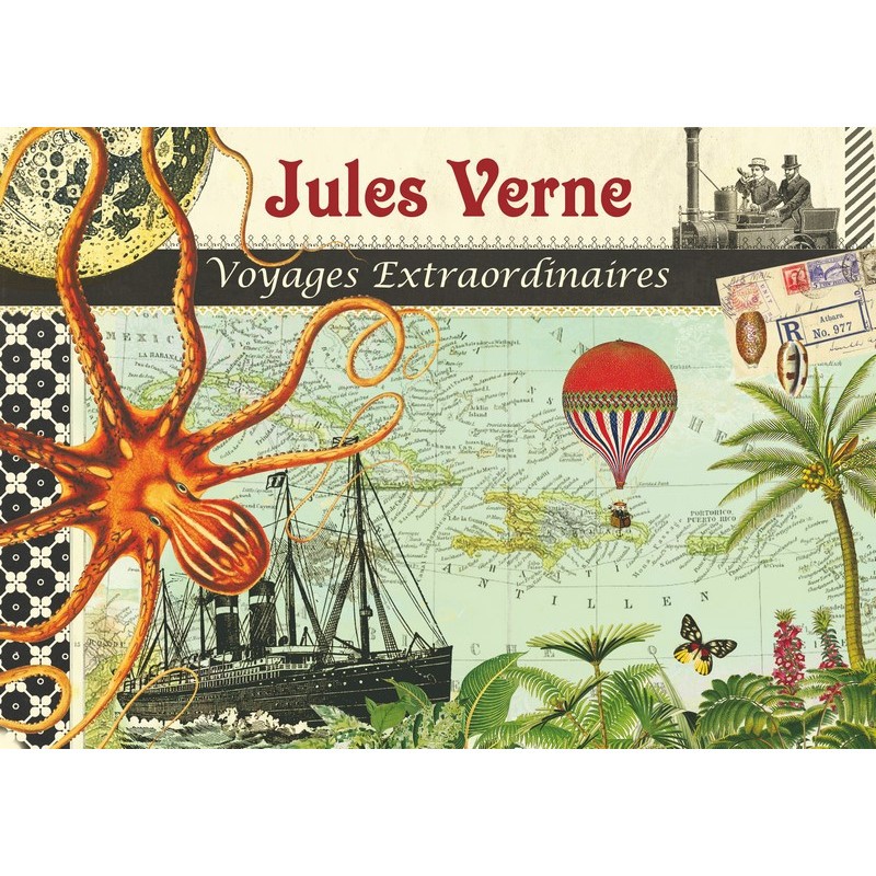 Cahier illustré façon carnet de voyage "Jules Verne" par Gwenaëlle Trolez