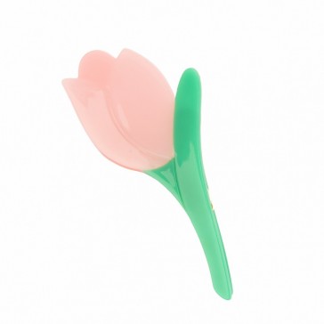 Pince à cheveux en forme de tulipe rose en acétate de la marque Coucou Suzette