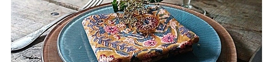 Kit de couture débutant pour réaliser 6 serviettes de table en coton indien et nid d'abeille assorti